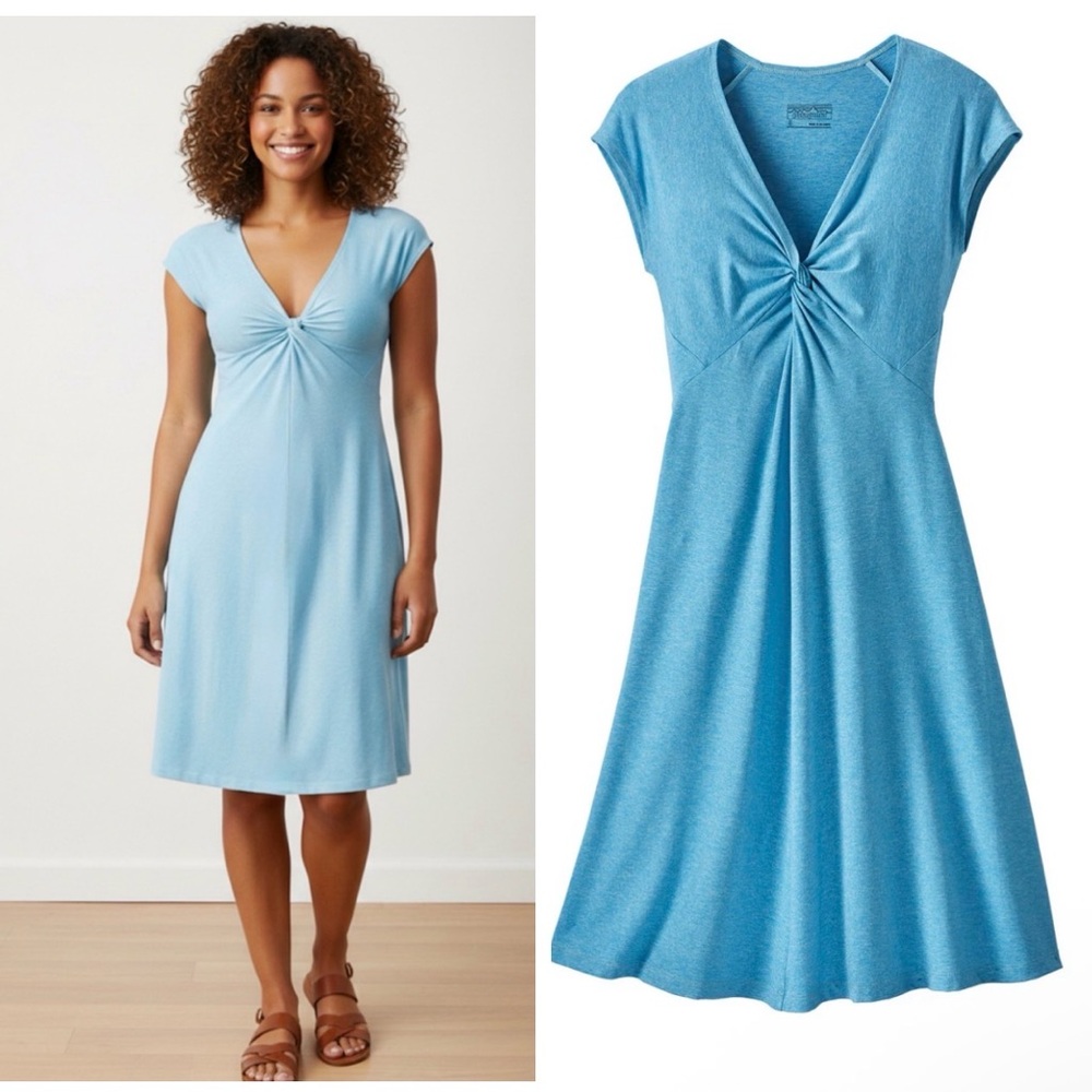 Patagonia Seabrook Bandha Twist Dress Heathered Blue Gorpcore Hiking Soft